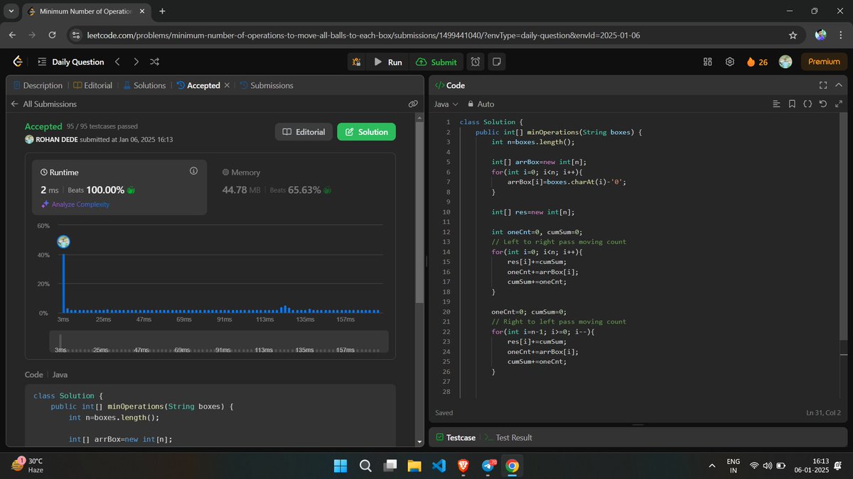 Rohandede18's tweet image. #30DayCodingChallenge  Proud to say 29 day is completed to of my challenge and today solve the problem of the day on leetcode