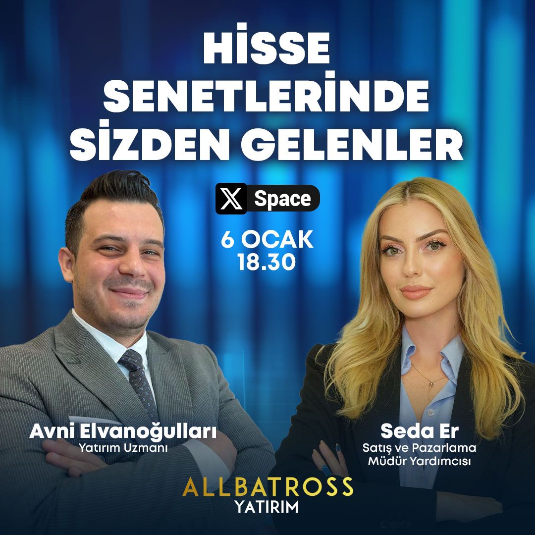 Bugün Allbatross Yatırım X sayfamızda saat 18.30’da Avni Elvanoğulları ile Seda Er ‘’Hisse Senetlerinde Sizden Gelenler’’ başlığı altında konuşacaklar.

<a href="/AvniElvanoglu/">Avni Elvanoğulları</a> <a href="/1sedaer/">Seda Er</a>

Allbatross Yatırım'da hesap açmak için; 
hesapac.allbatrossyatirim.com

#allbatrossyatırım #hissesenedi