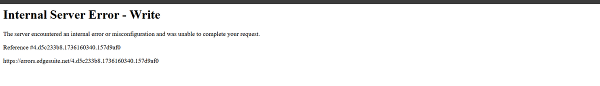 AdityaS75872352's tweet photo. Hi @myntra , I'm encountering an "Internal Server Error" when trying to submit my application on your website. The error reference is #4.d5c233b8.1736160340.157d9af0. Please look into it. #MyntraError #TechnicalIssue https://t.co/bqMUbeO9xl