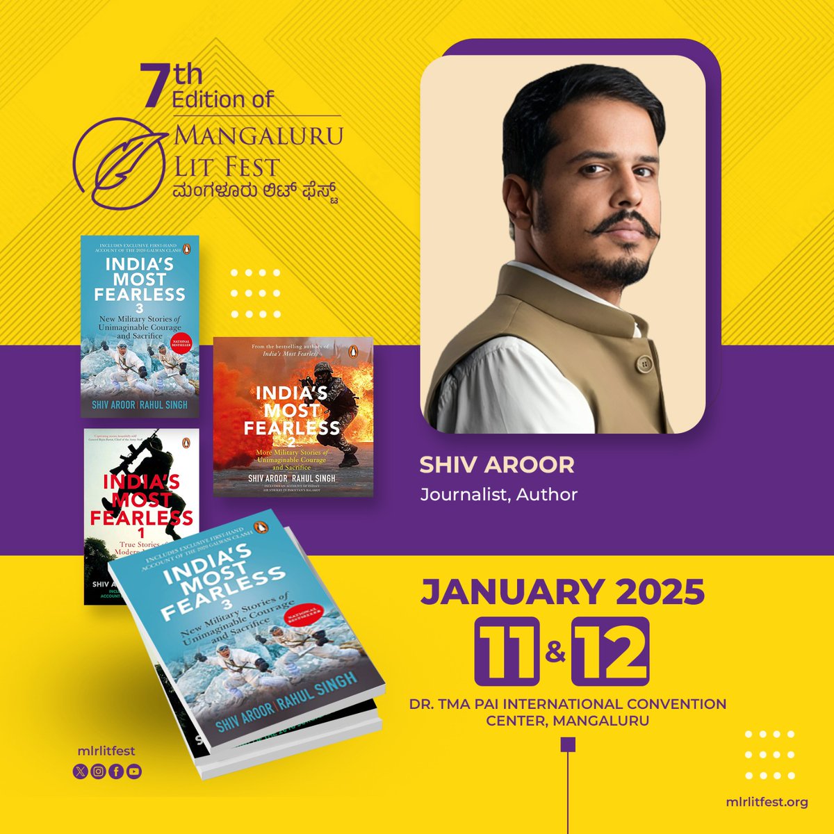 mlrlitfest's tweet photo. Renowned journalist and author of "India’s Most Fearless", @ShivAroor  joins #MlrLitFest 7th edition as a distinguished speaker! Don’t miss his insights on stories of valor and courage https://t.co/UrrooxjQIW