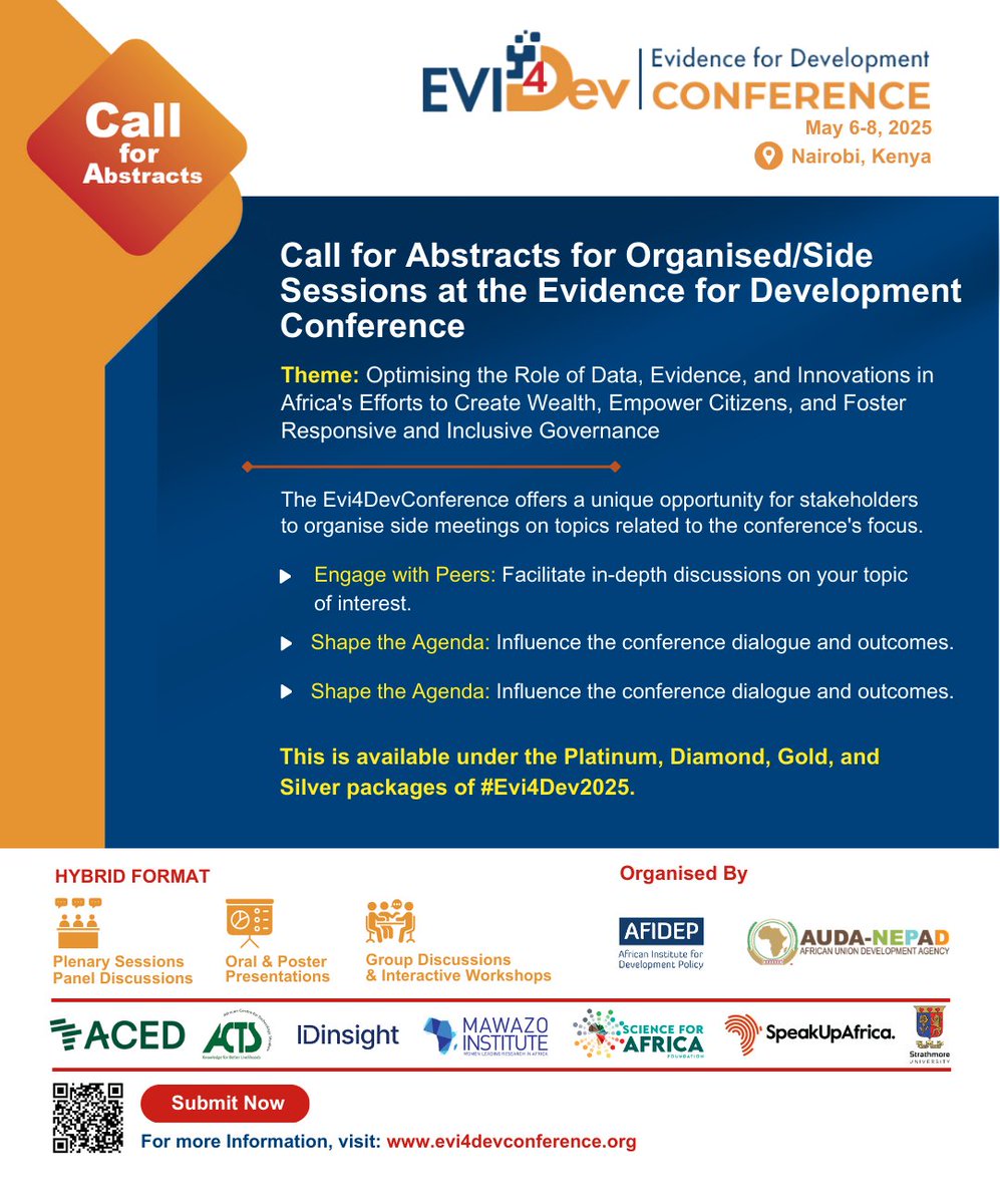 IDinsight's tweet image. 📣Lead the Conversation! Call for Abstracts: Organised/Side Sessions at the #Evi4DevConference

📝 Submit your abstract now and facilitate in-depth discussions, influence the conference dialogue, and network with stakeholders on optimizing data, evidence, and innovations for…