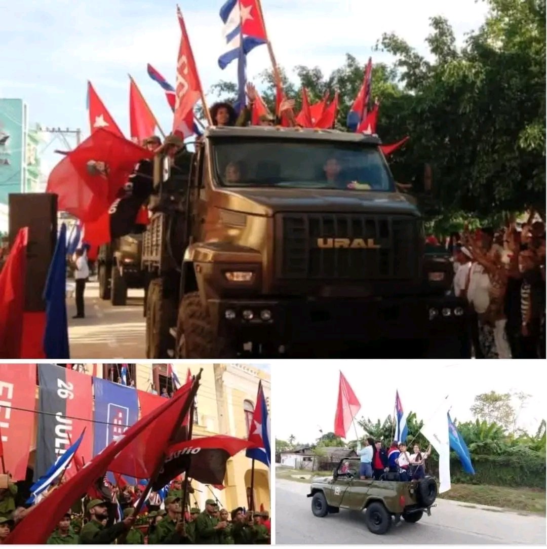 Continúa la Caravana de la Libertad conducida por los jóvenes, reeditando lo que hizo #Fidel en el 59 con su tropa. #UnidosXCuba #SomosContinuidad <a href="/PresidenciaCuba/">Presidencia Cuba 🇨🇺</a> <a href="/DiazCanelB/">Miguel Díaz-Canel Bermúdez</a> <a href="/CubaMined/">MINED</a> <a href="/BrigadaEducGE/">Brigada Educativa Cubana en Guinea Ecuatorial</a> <a href="/MallulyDiaz/">Malluly Diaz</a> <a href="/CuGEcuatorial/">EmbaCuba Guinea Ecuatorial</a> <a href="/AbelPrieto11/">Abel Prieto</a> <a href="/MarlenTriana3/">Marlen Triana Mederos</a>