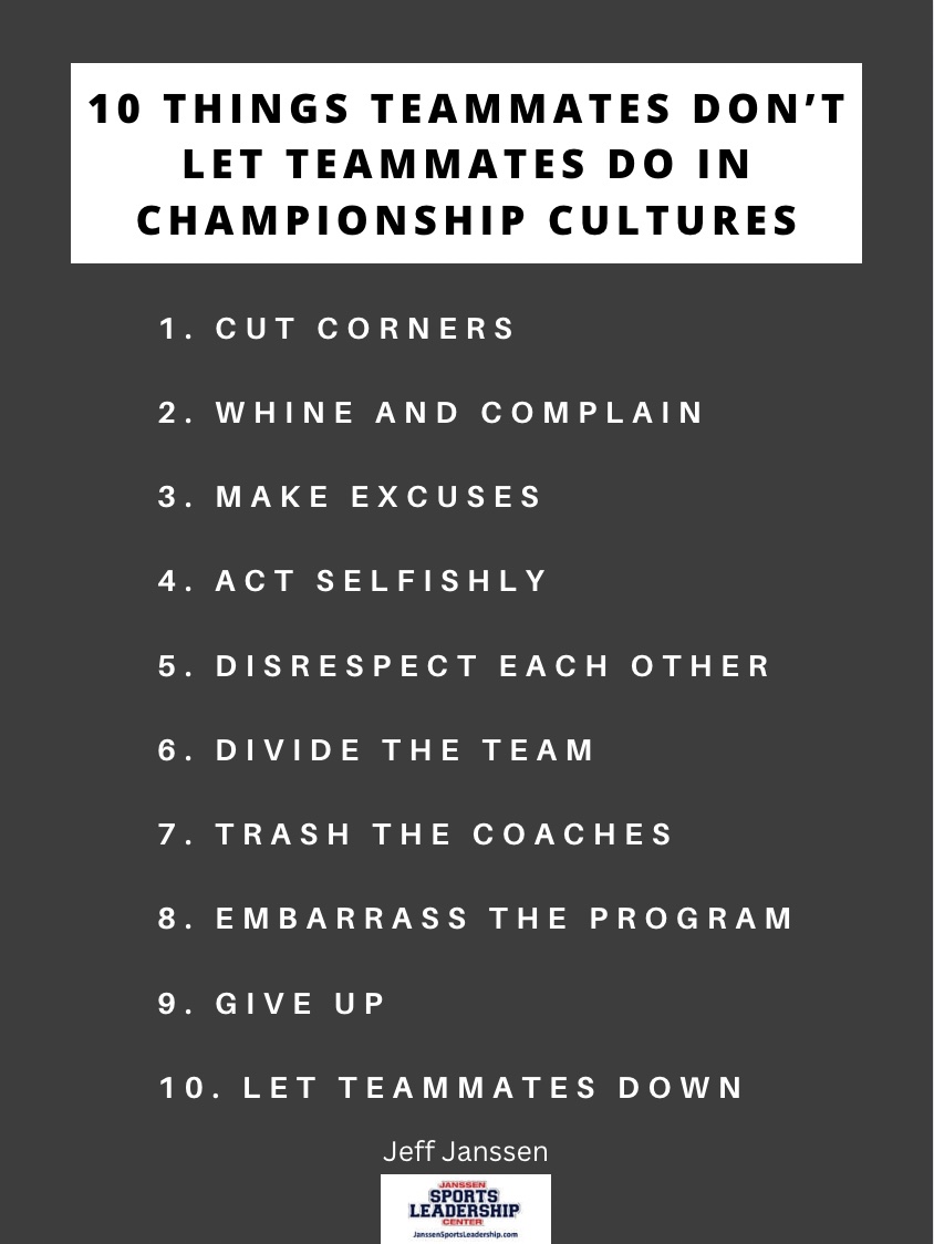 10 Things Teammates Don't Let Teammates Do in Championship Cultures
#CultureWins