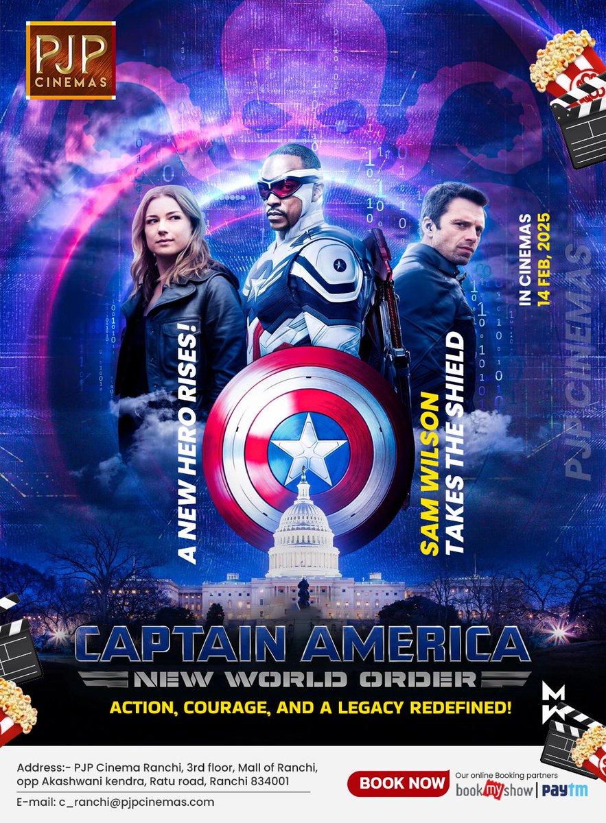 PJPCinemasRnc's tweet image. 🛡️ CAPTAIN AMERICA: NEW WORLD ORDER
Action, courage, and a legacy redefined!
Sam Wilson takes the shield and leads the way!
🎬 In Cinemas: 14th February 2025
📍 PJP CINEMAS
-
🎟️ BOOK NOW
in.bookmyshow.com/buytickets/pjp…
-
#pjpcinemas #CinemaTime #BigScreenFun