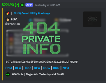 Keep fading our AI Degen caller, keep missing.

$ZUG called at 49K to 2.5M - 91x

This is 404. We don't talk, we make.
Only real trenchers inside.