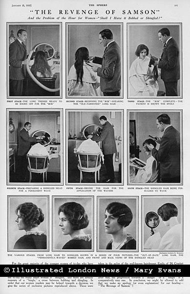 What was going on in the world of hairdressing 100 years ago? The Sphere magazine tells us that 'shingling' is more popular than ever with many ladies visiting salons to have their long locks shorn in favour of the bob. Image from the ILN archive housed &amp; managed at our library.
