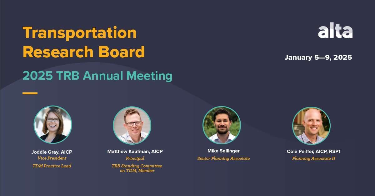 Looking forward to the Transportation Research Board Annual Meeting, January 5-9 in Washington, DC! We are excited to connect and be a part of the critical conversations that are influencing the future of mobility.