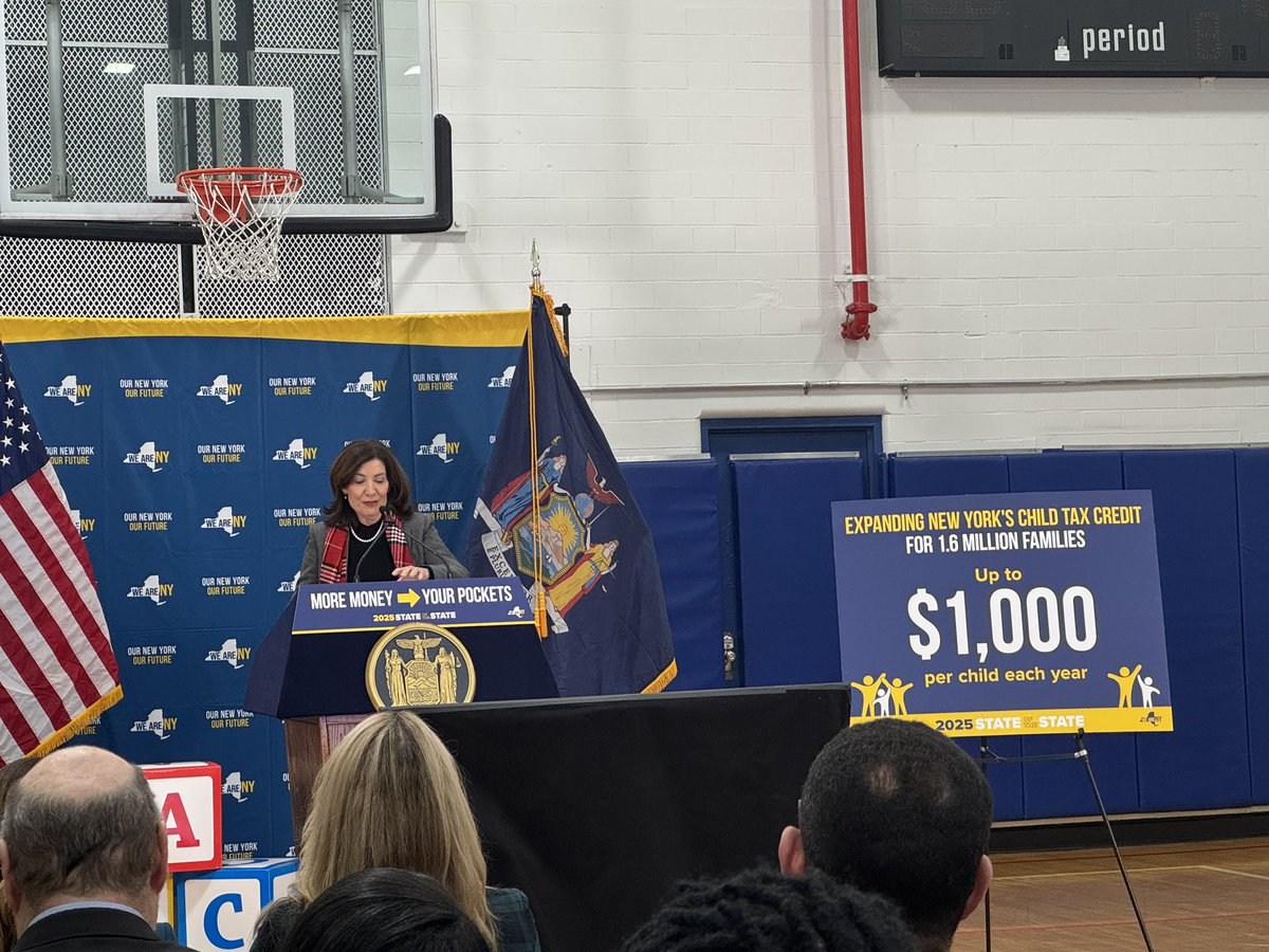 Big day here in New York: <a href="/GovKathyHochul/">Governor Kathy Hochul</a> announces a proposal to dramatically expand our state’s child tax credit. For kids 0-3, the credit will increase from $330 to $1,000 per child!

Thank you to the Governor for working to build a more affordable, family-centered New York.