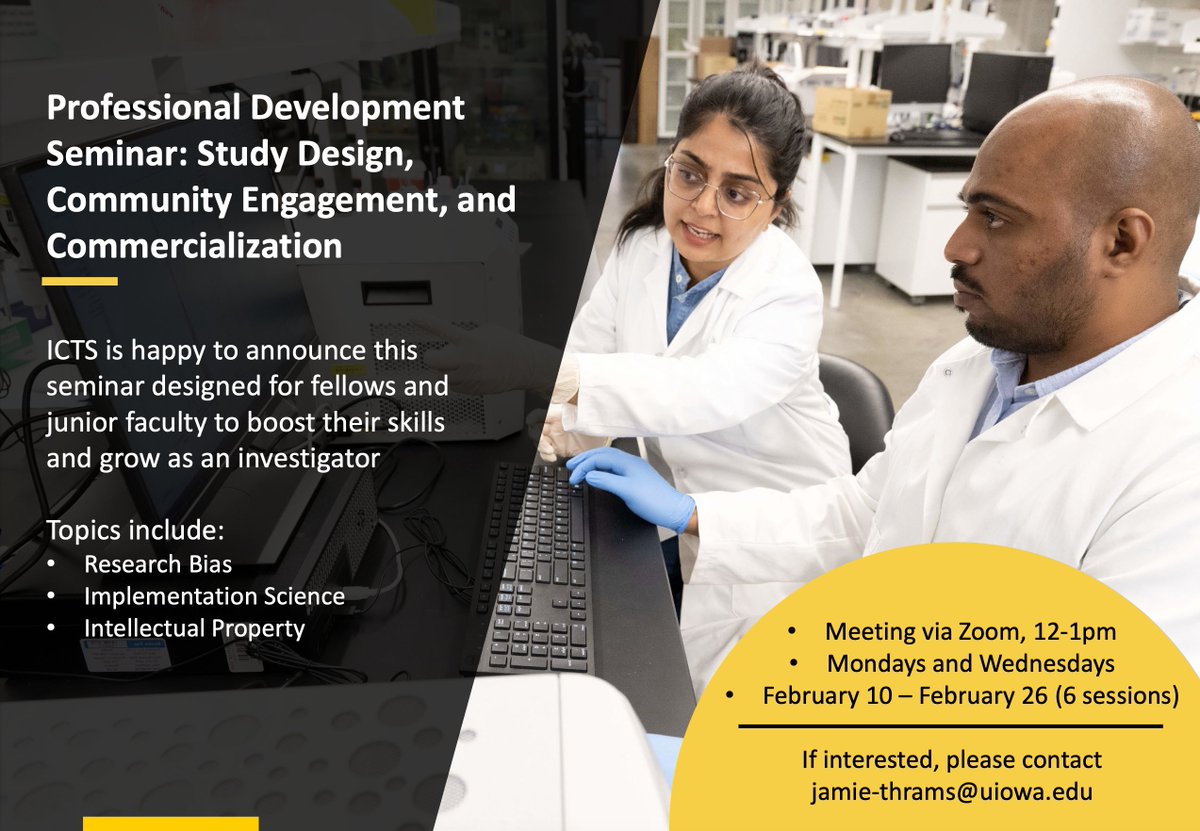 🚀 Elevate your research career with our Professional Development Seminar: Study Design, Community Engagement, and Commercialization! 🌟

#ICTS #ProfessionalDevelopment #ClinicalResearch #StudyDesign #CommunityEngagement