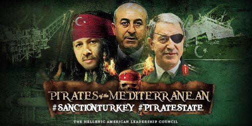 EastMedMonitor's tweet photo. Turkey is the #PirateState 🏴‍☠️ in the Mediterranean ignoring Int law of the seas #UNCLOS intends to grab big chunks of  Greece’s 🇬🇷 &amp; Cyprus’s 🇨🇾 Exclusive Economic Zones !

It is a rogue imperialist state threatening the peace of the region https://t.co/zSIXT6pTpl
