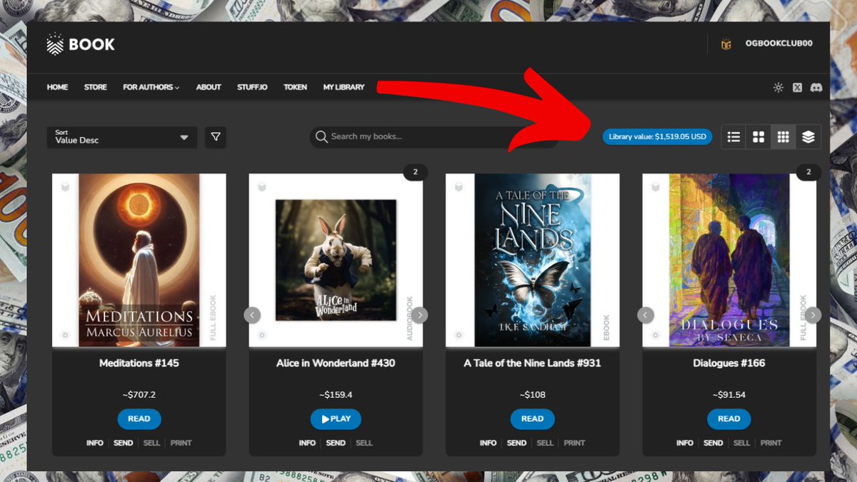 🚨 Kindle Library Value: $0
💎 <a href="/book_io/">Book.io</a> Library Value: $1,519.05 USD

Your library is more than just digital files on a device. It’s an asset you own, sell, and trade, secured by the Cardano blockchain.

Kindle = Access
Book. io = Ownership 

The future of reading is on-chain📚🔗