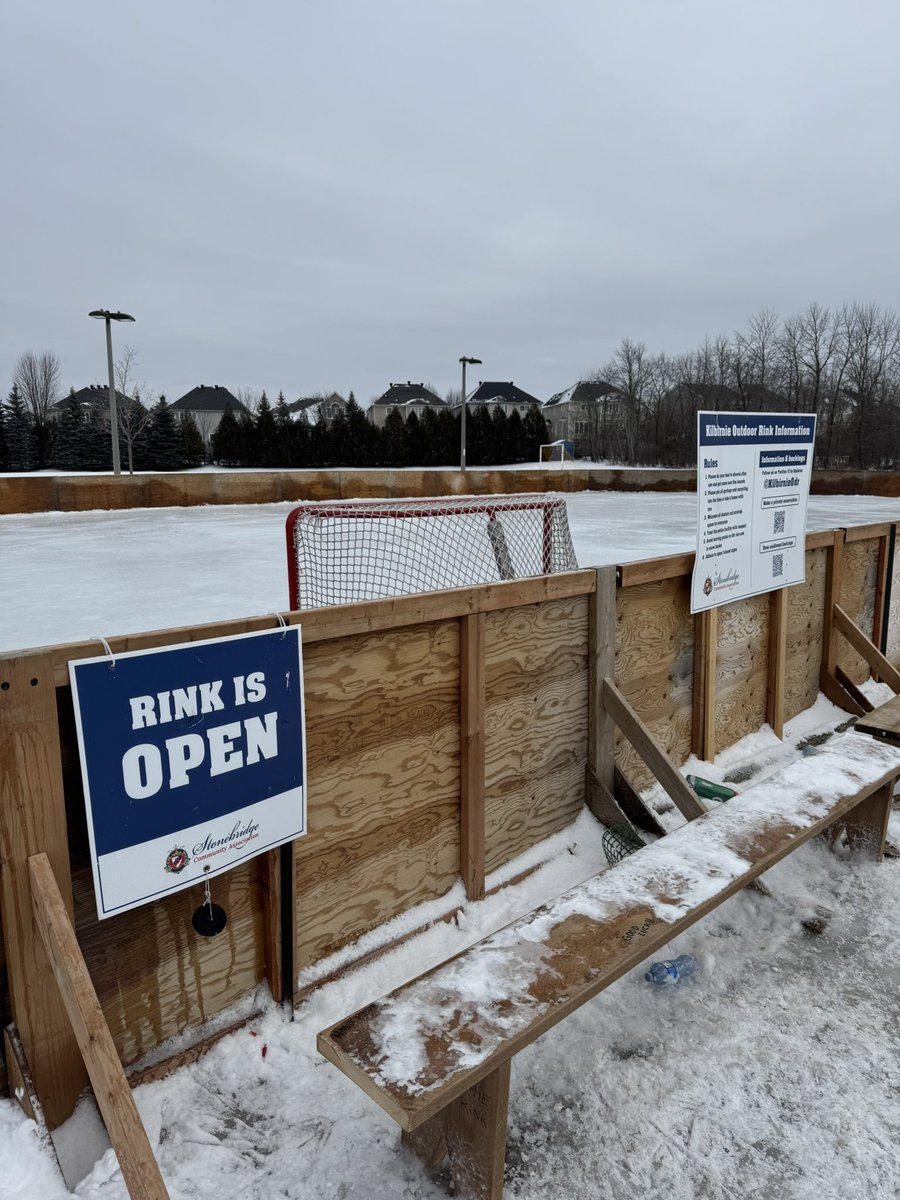 Rink was flooded last night, open and ready to go for a great week. Have fun and be safe. We appreciate you shoveling snow over the boards and removing your garbage.