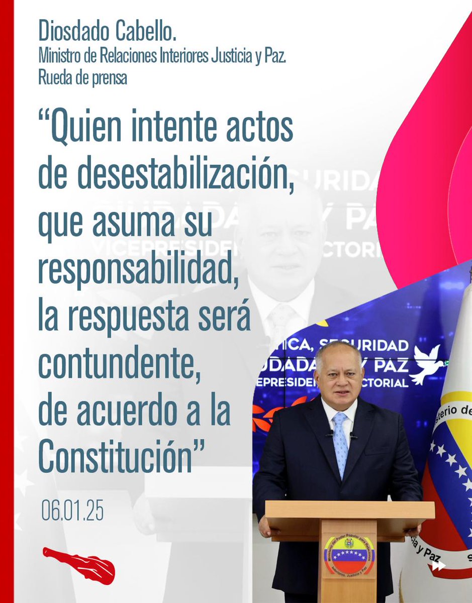 𝙍𝙀𝘾𝙐𝙀𝙍𝘿𝙀𝙉..
   ¡𝙂𝙐𝙀𝙍𝙍𝘼 𝘼𝙑𝙄𝙎𝘼𝘿𝘼
𝙉𝙊 𝘿𝙀𝙎𝙑𝙄𝙑𝙀 𝙎𝙊𝙇𝘿𝘼𝘿𝙊𝙎!

𝙏𝘼𝙈𝘽𝙄𝙀́𝙉 𝙍𝙀𝘾𝙐𝙀𝙍𝘿𝙀𝙉..
   ¡𝙏𝙍𝙍𝙊𝙍𝙄𝙎𝙏𝘼𝙎
𝙉𝙊 𝙎𝙊𝙉 𝙋𝙍𝙀𝙎𝙊𝙎 𝙋𝙊𝙇𝙄́𝙏𝙄𝘾𝙊𝙎!

<a href="/dcabellor/">Diosdado Cabello R</a>

🇻🇪 #VenezuelaSegura
🇻🇪 #VenezuelaEstáEnPaz
🇻🇪 #El10JuramosConMaduro