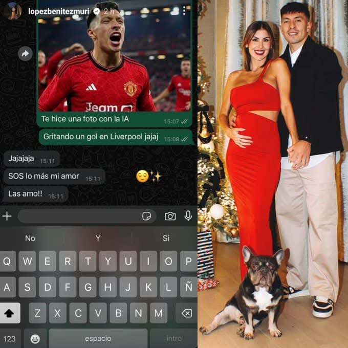 La pareja de Licha Martínez compartió esta conversación con el argentino donde le dice que le hizo una imagen con IA celebrando un gol en Anfield. Me salió profeta la minita 😅.
