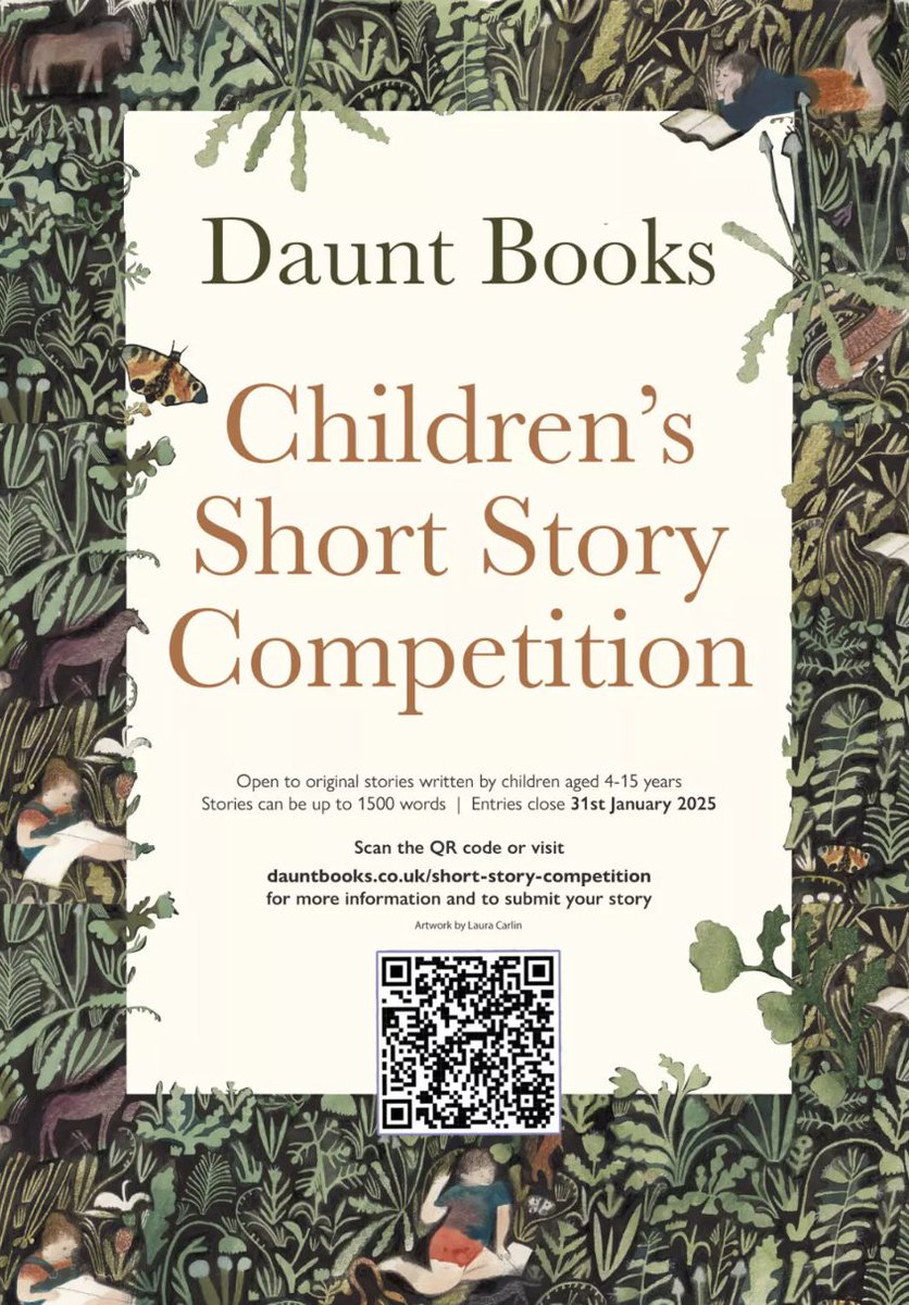 Do you have/know children between 4 and 15? Do they enjoy books and writing stories? Then you could steer them in them direction of the annual DAUNT BOOKS CHILDREN'S SHORT STORY COMPETITION. Please share this! Entries close 31st January. Good luck!