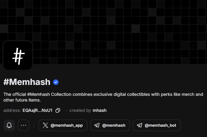 ☑️ One more Verification mark!

<a href="/getgemsdotio/">Getgems 💎 - TON NFT Marketplace</a> has verified our collection.

getgems.io/mhash

Tomorrow we will post the results of the contest on #Memhash Merch and the winners will receive their 0xT-Shirt NFTs

# try entering the name nft as a promo code #

#Memhash #Ton