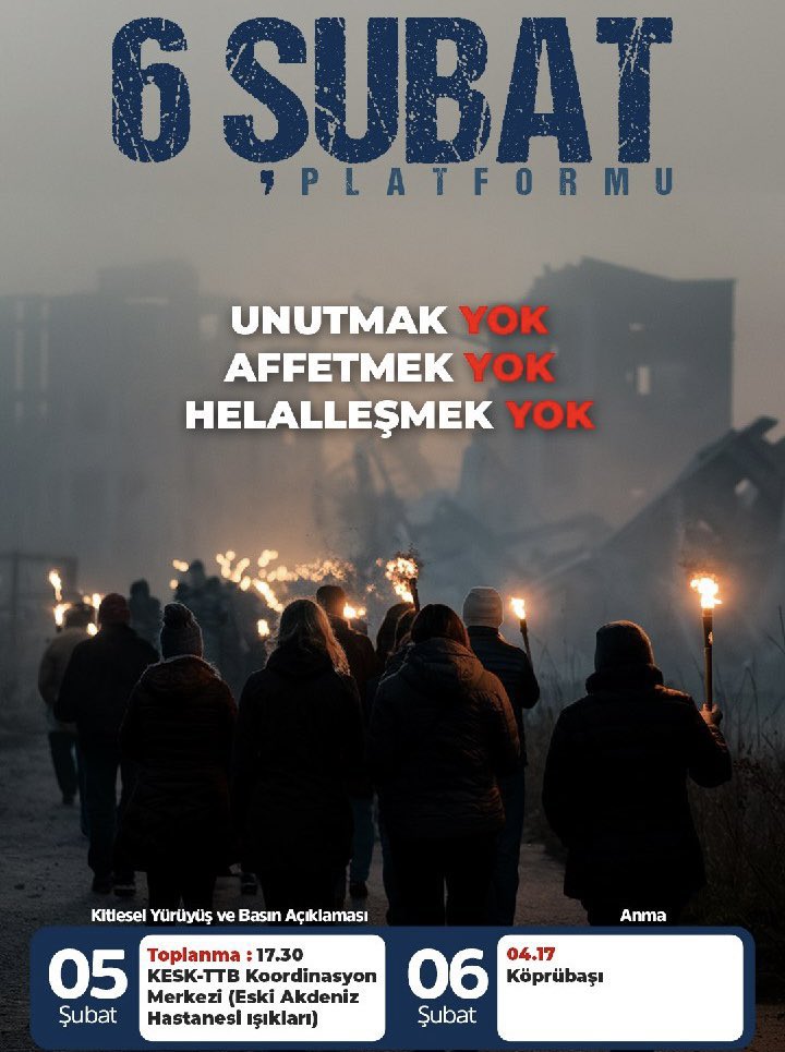 #6ŞubattaHataydayız
Depremin 2. Yılında, 6 Şubat’ta saat 04.17’de Köprübaşında yitirdiğimiz insanlarımızı anmak için toplanıyoruz!