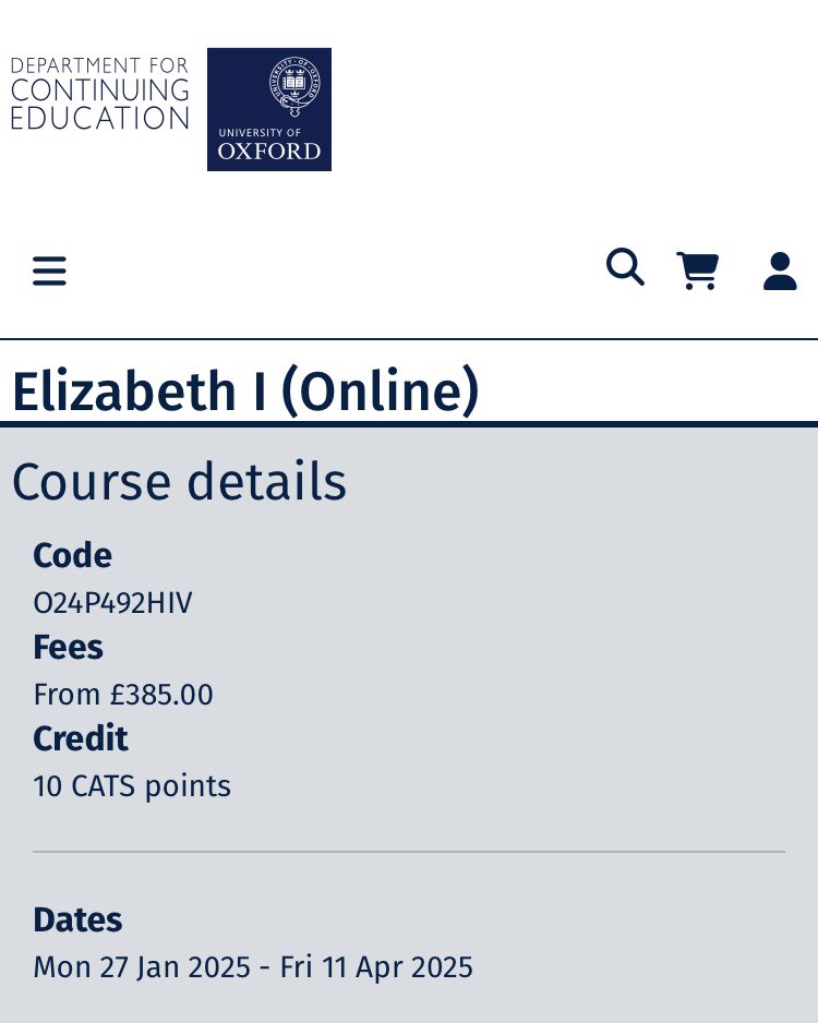Dr Rosie Cousins (@rosiejcousins) on Twitter photo 💻 Delighted to be teaching the Online Short Course ‘Elizabeth I’ for <a href="/UniofOxford/">University of Oxford</a> <a href="/OxfordConted/">Oxford Continuing Education</a> beginning on 27th Jan. If you’re interested in joining us to learn more about all things Elizabethan 👑 there’s still a couple more weeks to sign up here: conted.ox.ac.uk/courses/elizab… 💻 Delighted to be teaching the Online Short Course ‘Elizabeth I’ for <a href="/UniofOxford/">University of Oxford</a> <a href="/OxfordConted/">Oxford Continuing Education</a> beginning on 27th Jan. If you’re interested in joining us to learn more about all things Elizabethan 👑 there’s still a couple more weeks to sign up here: conted.ox.ac.uk/courses/elizab…