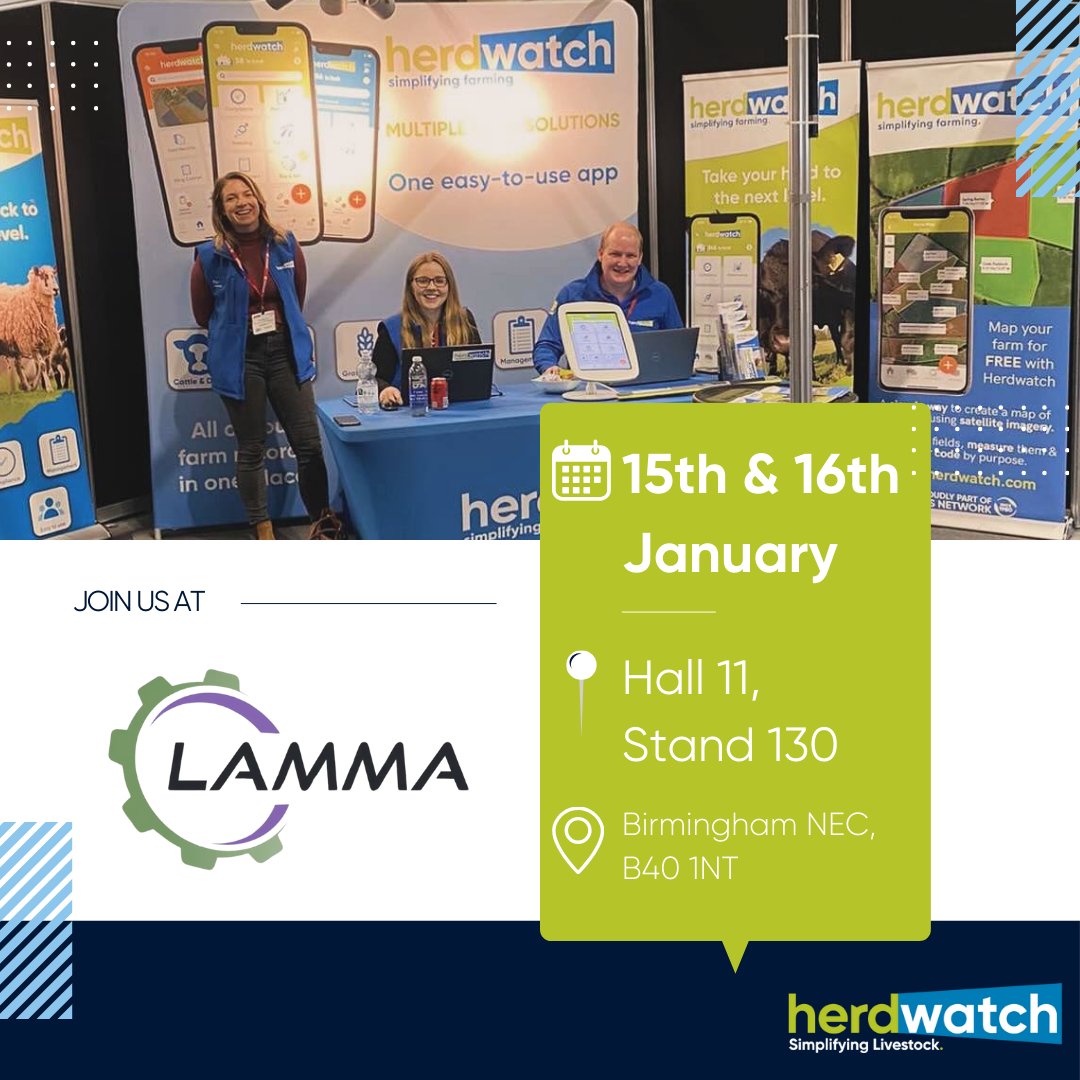 Herdwatch ® | Simplifying Livestock (@herdwatch) on Twitter photo Who will be at <a href="/lammashow/">LAMMA Show</a> next Wednesday and Thursday?👋🚜
We will be on stand both days! Call by to chat all things Herdwatch!🐑🐮
📍Hall 11, Stand 130
📅15th & 16th January
🎪Birmingham NEC
#herdwatch #lamma2025 #show #livestock Who will be at <a href="/lammashow/">LAMMA Show</a> next Wednesday and Thursday?👋🚜
We will be on stand both days! Call by to chat all things Herdwatch!🐑🐮
📍Hall 11, Stand 130
📅15th & 16th January
🎪Birmingham NEC
#herdwatch #lamma2025 #show #livestock
