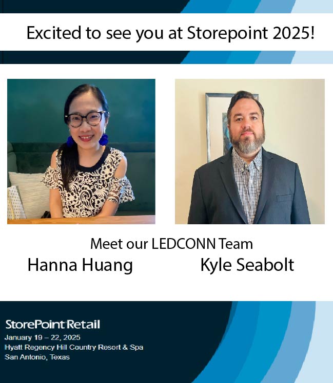 LEDCONN's tweet image. Excited to see you at Storepoint! Come meet the LEDCONN team at Storepoint in San Antonio, TX on Jan 19-22 and learn about our innovative lighting solutions for your projects! #ledlightingsolutions #LEDCONN #storepoint #retaillighting