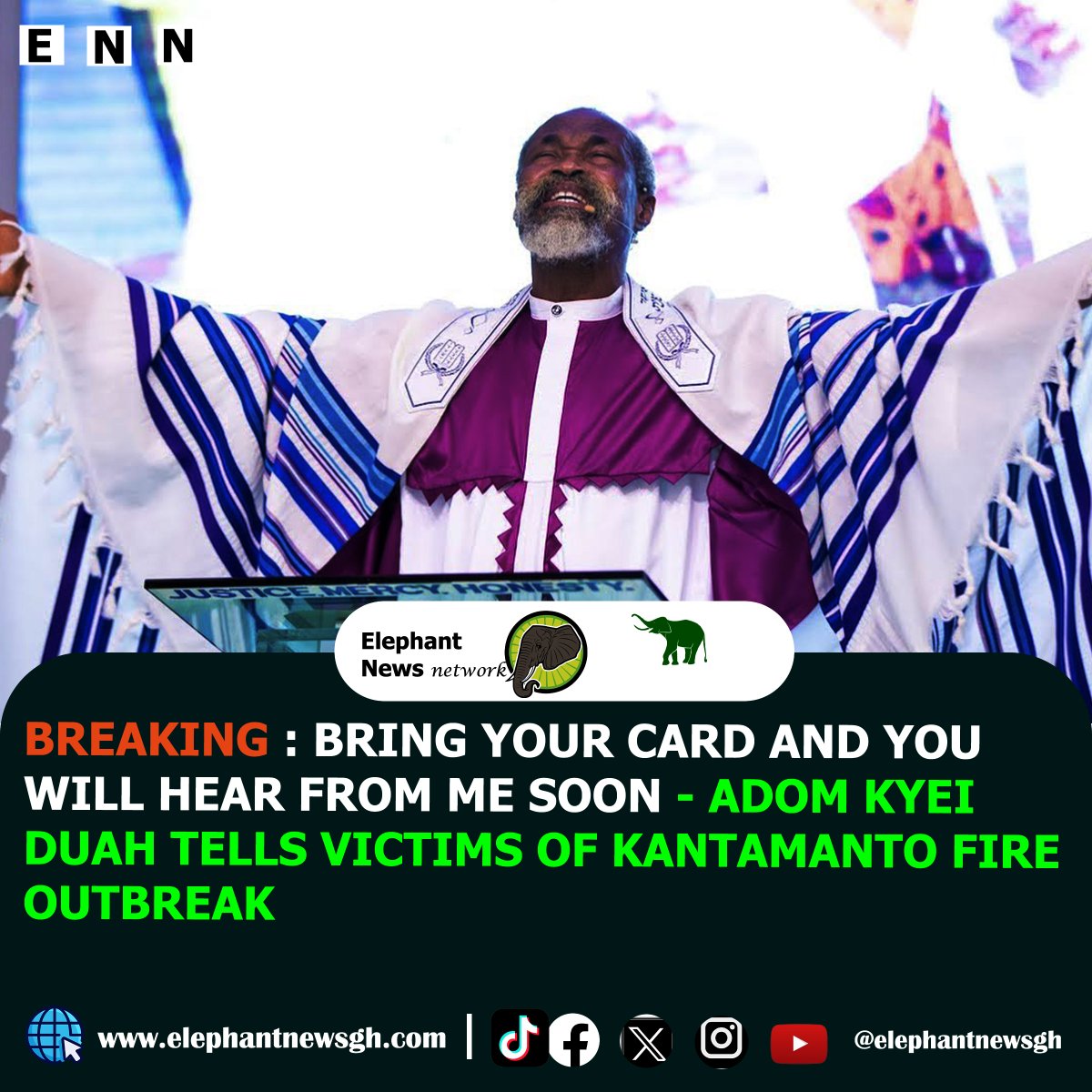 elephantnewsgh's tweet photo. 🚨 KANTAMANTO FIRE OUTBREAK UPDATE 🚨
Prophet Stephen Adom Kyei Duah has addressed victims of the Kantamanto fire, urging them to "bring your card and you will hear from me soon."
🗓️ Spoke before his congregation on Dec. 5.
🔗 Stay tuned for updates!
#KantamantoFire #AdomKyeiDuah #ENN