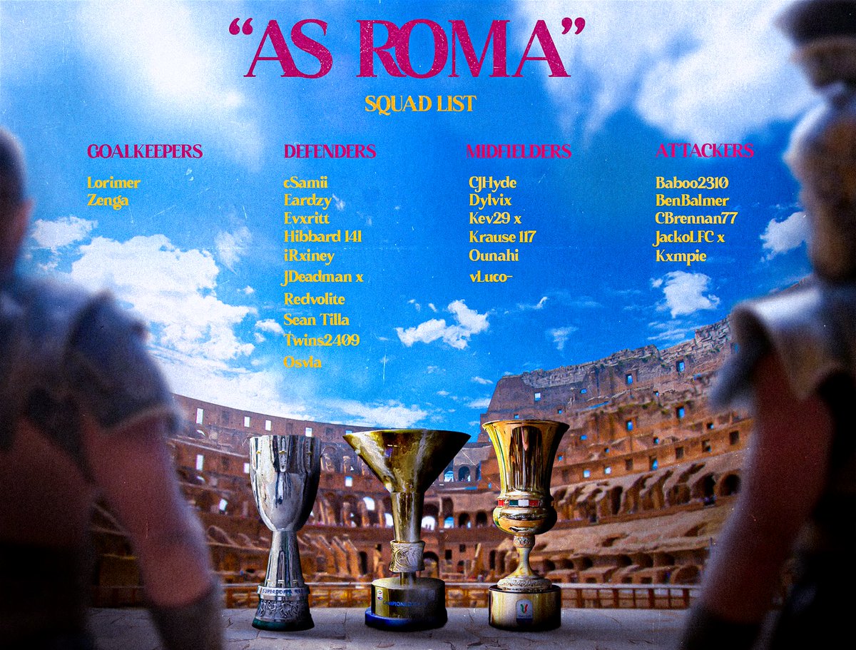 Squad for <a href="/TheVFL_/">VFL</a> midweek season 

🔴 🟠 🔵 ⚽️ 🇮🇹

🎨 @_J67D 

<a href="/proclubs_weekly/">Pro Clubs Weekly</a>