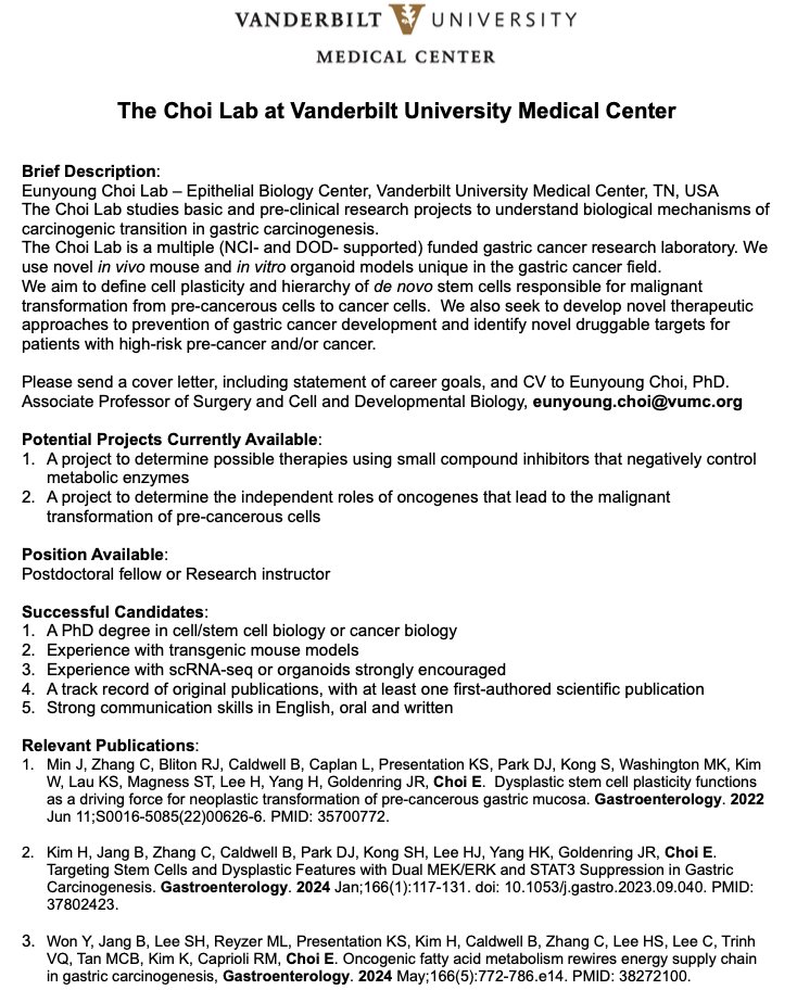 We have open positions; post-doc, non-tenure track faculty, or senior scientist.  Further details to follow.  Plz, spread the word.