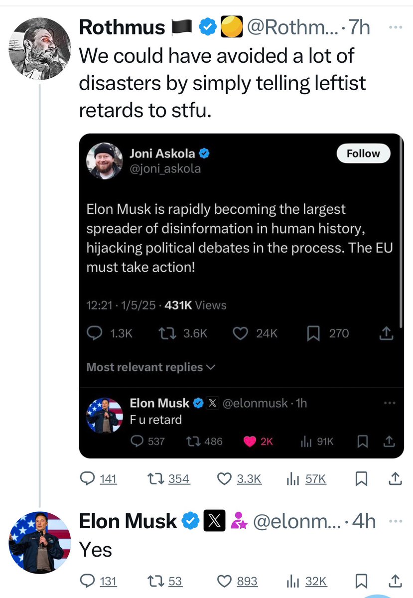 I thought President Musk wanted more positivity on this site? 🙄🤨