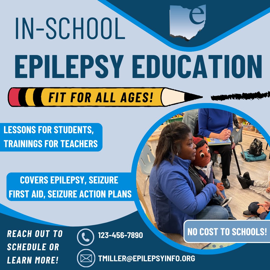 Winter break is over! Just a reminder that our expert staff will come to your school to explain to the kids what epilepsy is and what to do if someone has a seizure. We also train school staff on these topics and seizure action plans in more detail, as required by Ohio law.