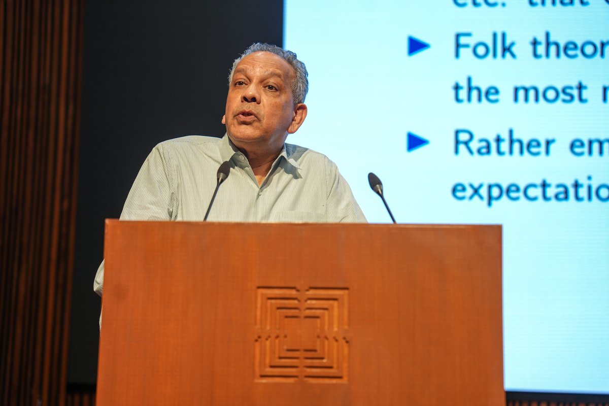 Professor Dilip Abreu, New York University, USA, highlighted many factors complicating real-world bargaining, stressing the need for models, that reflect these complexities and give realistic predictions at 6th Annual Economics Conference @ahduniv. 
More: bit.ly/4a8e0Aj