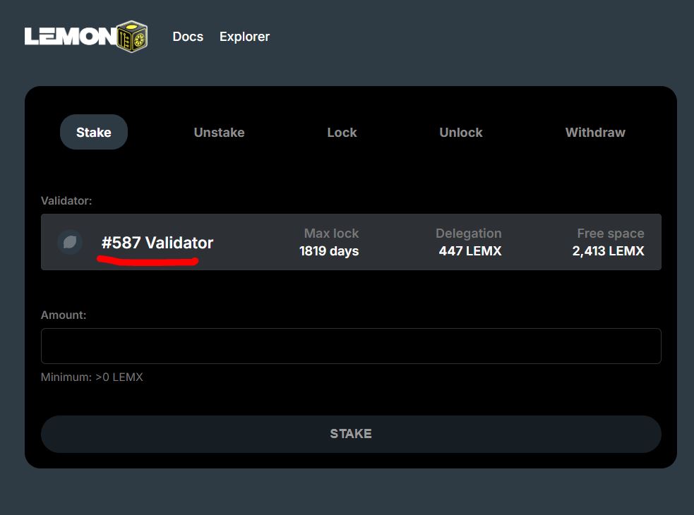 Lemondator's tweet photo. 🚀 Come stake on Lemondator Validator #587! 🍋

1️⃣ Connect wallet at [https://t.co/BVI486QTgR](https://t.co/GXqSMN7RKc)
2️⃣ Select Validator # 587
3️⃣ Stake $LEMX and lock for your desired term

Start staking today! #LemonChain #Staking $LEMX https://t.co/6rhq71JGhX