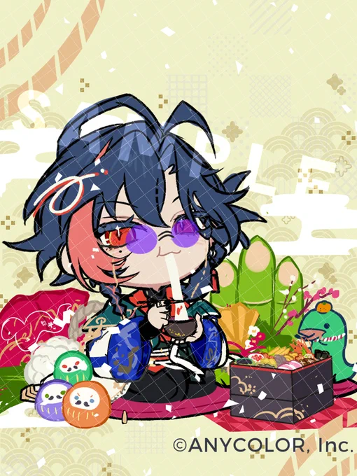 【お仕事】    にじさんじ所属ライバー魁星様【】の 新年用のイラストを担当させていただきました2枚目は別ラフ案です※掲載許可いただいております 