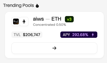 0xethermatt's tweet photo. Over 200K in Liquidity has been added to the AIWS<>ETH CL pool on @koi_finance -> OVERNIGHT! 

THE hottest pool on @zksync with an APY of 292.68% 
https://t.co/uZjgnZlBHO