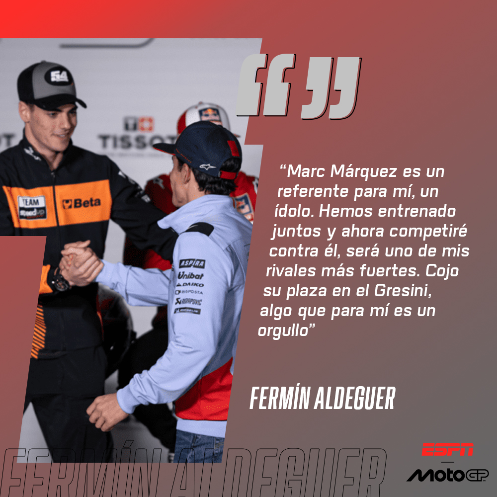 MotoGP_ESPN's tweet image. Fermín #Aldeguer habló sobre el orgullo que le genera ocupar el lugar que dejó su ídolo en el #Gresini. 🔥