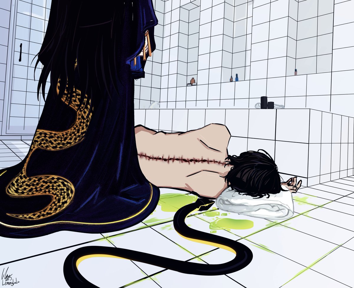 Lemony_Lulu's tweet photo. Hi guys, I watched The Substance and I drew a scene but with 🛡️and🖤🐍 because uuuuhh 👍
⚠️Injury/怪我 https://t.co/Bo5xsJbI3e