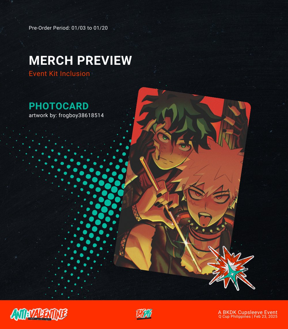 bakudekucse's tweet photo. ✴️ ANTI:VALENTINE KIT INCLUSIONS PREVIEW ❇️

Pose, pose, photo shoot 📸 The legend @frogboy38618514 has captured a badass moment for us! 🎸

Don't miss these and fill out the pre-order form! 

#bkdkcse https://t.co/xWIvSa1Niw