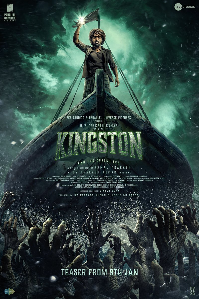 storyteller_kp's tweet photo. Dreams do come true ❤️
Immensely grateful to @gvprakash sir &amp; @zeestudiossouth for their belief &amp; trust!

Here is the FL of #Kingston starring @gvprakash

TEASER DROPS ON JAN 9TH 🔥

A film by @storyteller_kp
A @gvprakash musical

Produced by @ZeeStudiosSouth and @ParallelUniPic https://t.co/zRDUXuYbe4