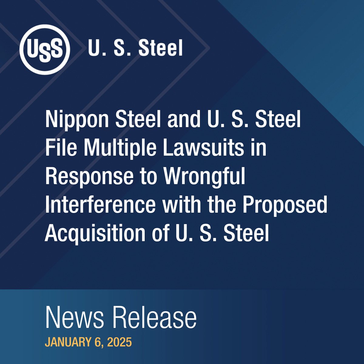 U. S. Steel announced it has filed multiple lawsuits in response to the wrongful interference with its proposed acquisition by Nippon Steel. We will vigorously defend our rights to complete this transaction &amp; secure the future of U. S. Steel. Read more: cdn.prod.website-files.com/657c753df917ef…