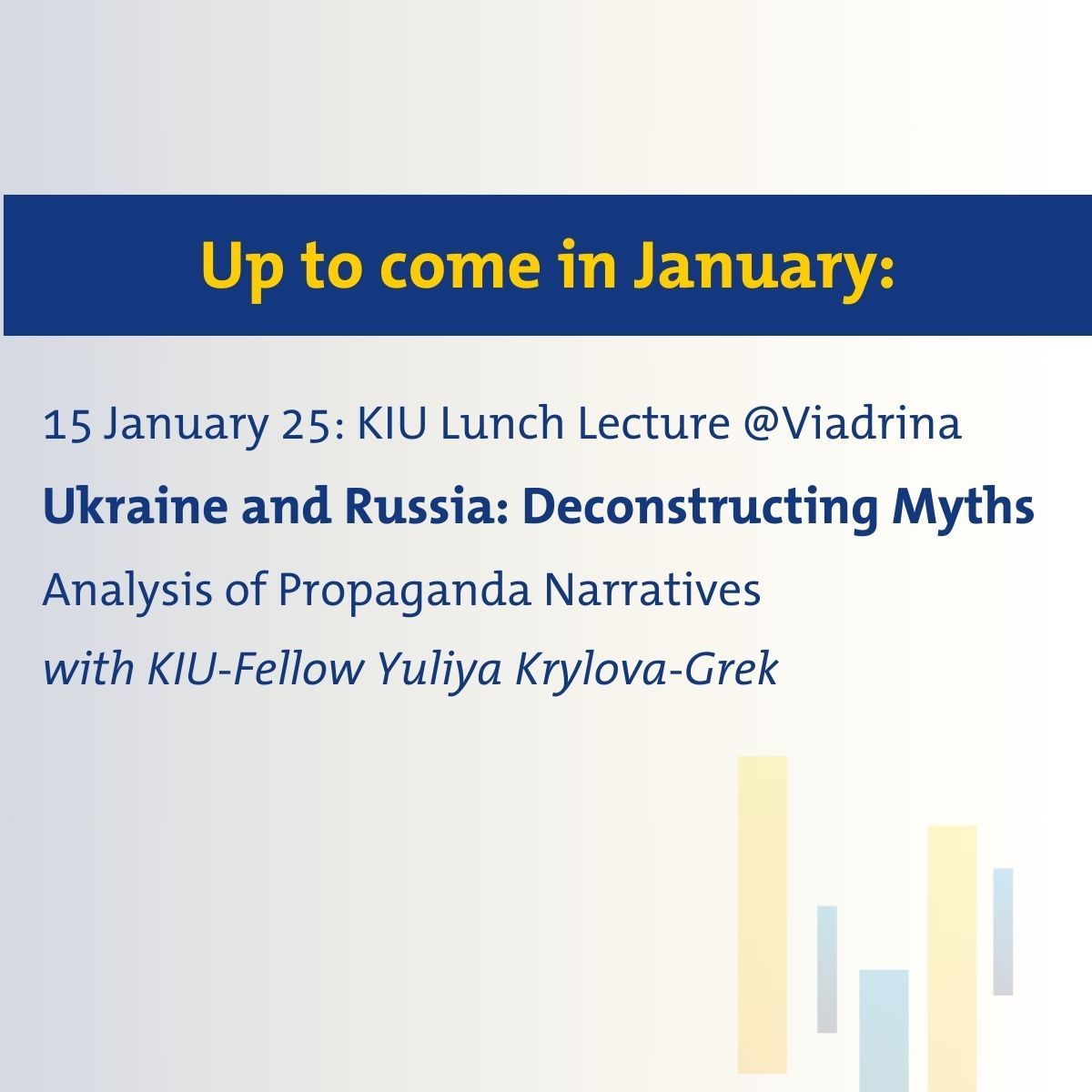 Europa-Universität Viadrina (@viadrina) on Twitter photo Das #KIU - Competence Network Interdisciplinary Ukrainian Studies startet den Januar mit drei spannenden Veranstaltungen. Mehr Informationen dazu unter 👉 europa-uni.de/kiu
<a href="/ZOiS_Berlin/">ZOiS - Zentrum für Osteuropa- u. int. Studien</a> <a href="/HumboldtUni/">Humboldt-Universität zu Berlin</a> <a href="/FU_Berlin/">Freie Universität</a> <a href="/bbaw_de/">BBAW</a> <a href="/wiko_berlin/">Wissenschaftskolleg</a> <a href="/SusannWorschech/">Susann Worschech 🇺🇦🇪🇺</a> <a href="/AWerberger/">Annette Werberger</a> <a href="/jcbehrends/">Jan Claas Behrends</a> Das #KIU - Competence Network Interdisciplinary Ukrainian Studies startet den Januar mit drei spannenden Veranstaltungen. Mehr Informationen dazu unter 👉 europa-uni.de/kiu
<a href="/ZOiS_Berlin/">ZOiS - Zentrum für Osteuropa- u. int. Studien</a> <a href="/HumboldtUni/">Humboldt-Universität zu Berlin</a> <a href="/FU_Berlin/">Freie Universität</a> <a href="/bbaw_de/">BBAW</a> <a href="/wiko_berlin/">Wissenschaftskolleg</a> <a href="/SusannWorschech/">Susann Worschech 🇺🇦🇪🇺</a> <a href="/AWerberger/">Annette Werberger</a> <a href="/jcbehrends/">Jan Claas Behrends</a>