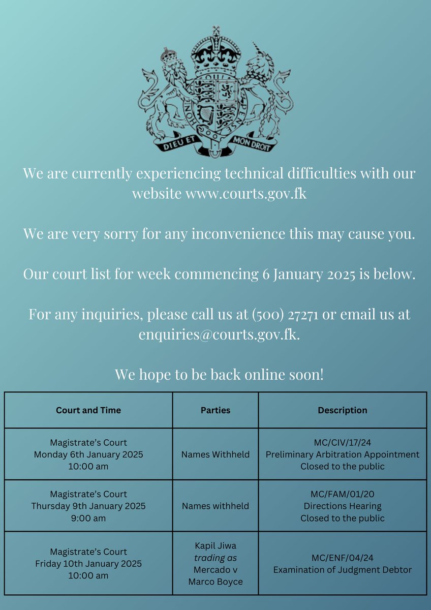 Falkland Islands Courts & Tribunals tweet media