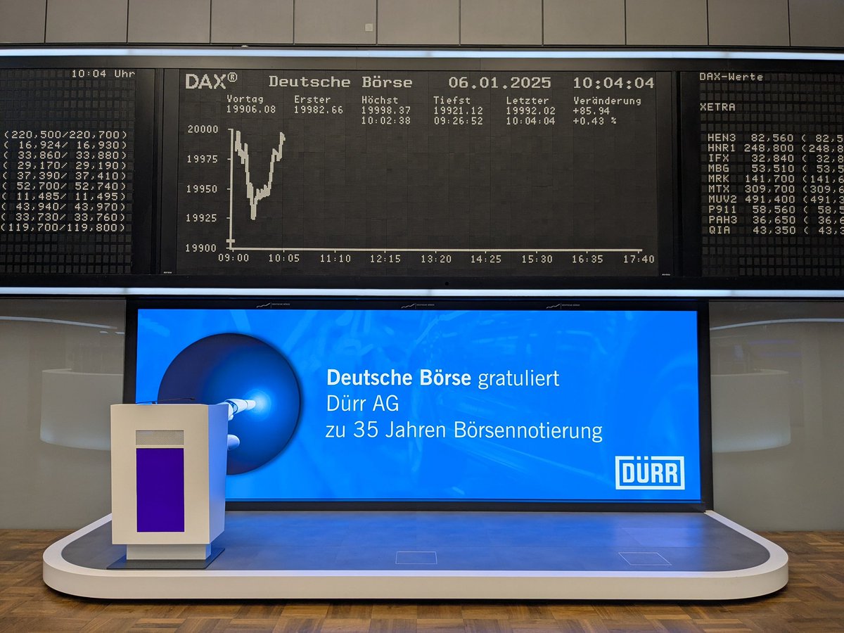 Herzlichen Glückwunsch zu 35 Jahren Börsengeschichte, Dürr AG. 🎉
 
#ListedinFrankfurt