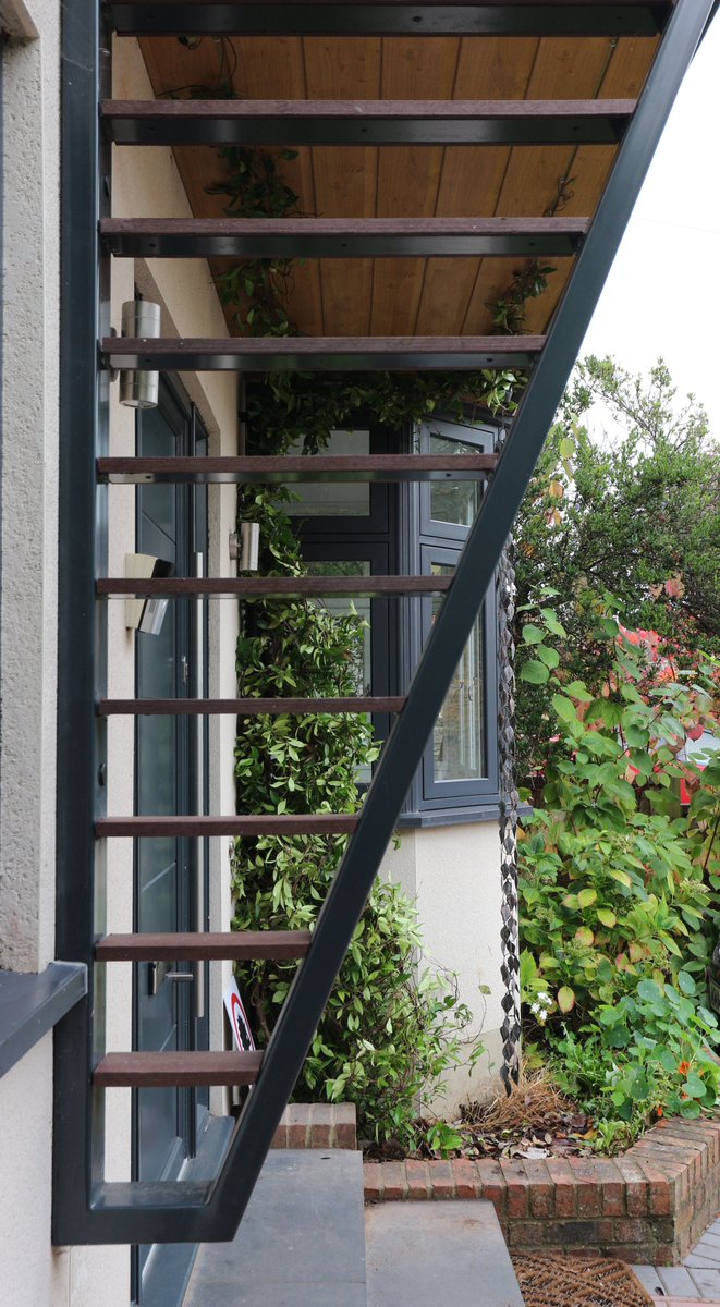 A bespoke portico designed and built to clients' requirements providing a modern frontage to this beautiful home. #portico #bespoke #hertfordshire #InteriorDesign