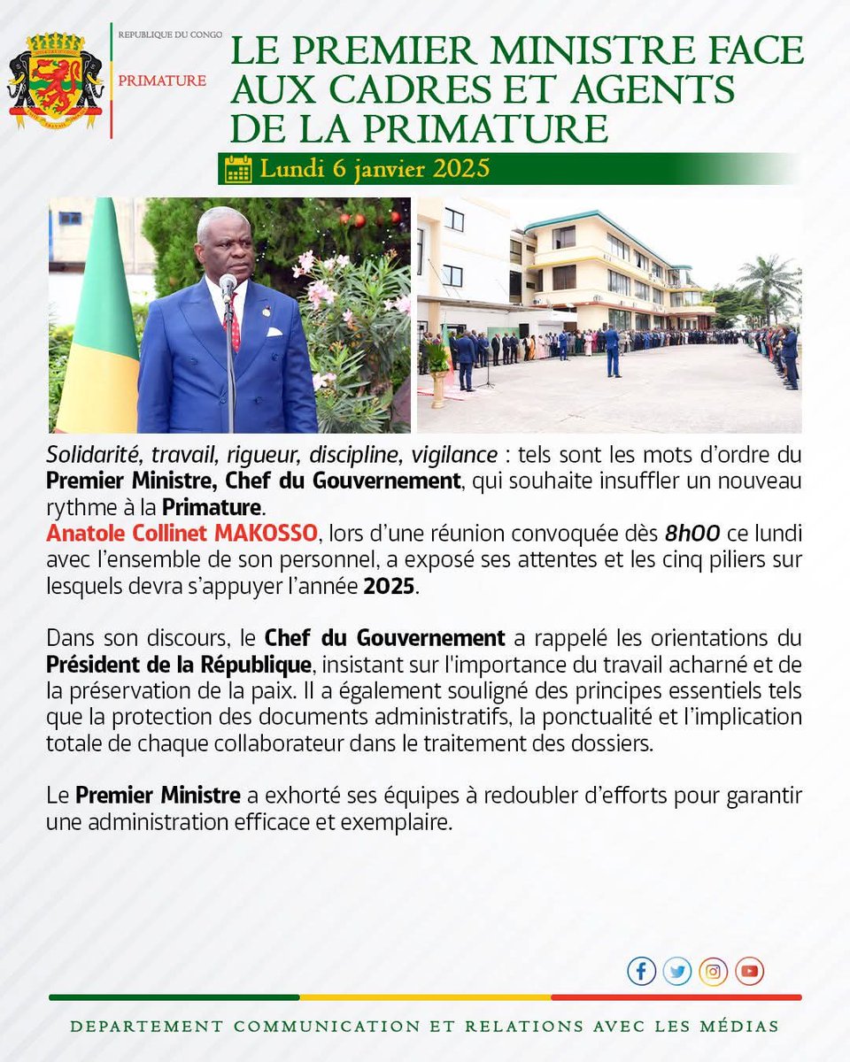 🔴 COMMUNICATION DU PREMIER MINISTRE, CHEF DU GOUVERNEMENT |