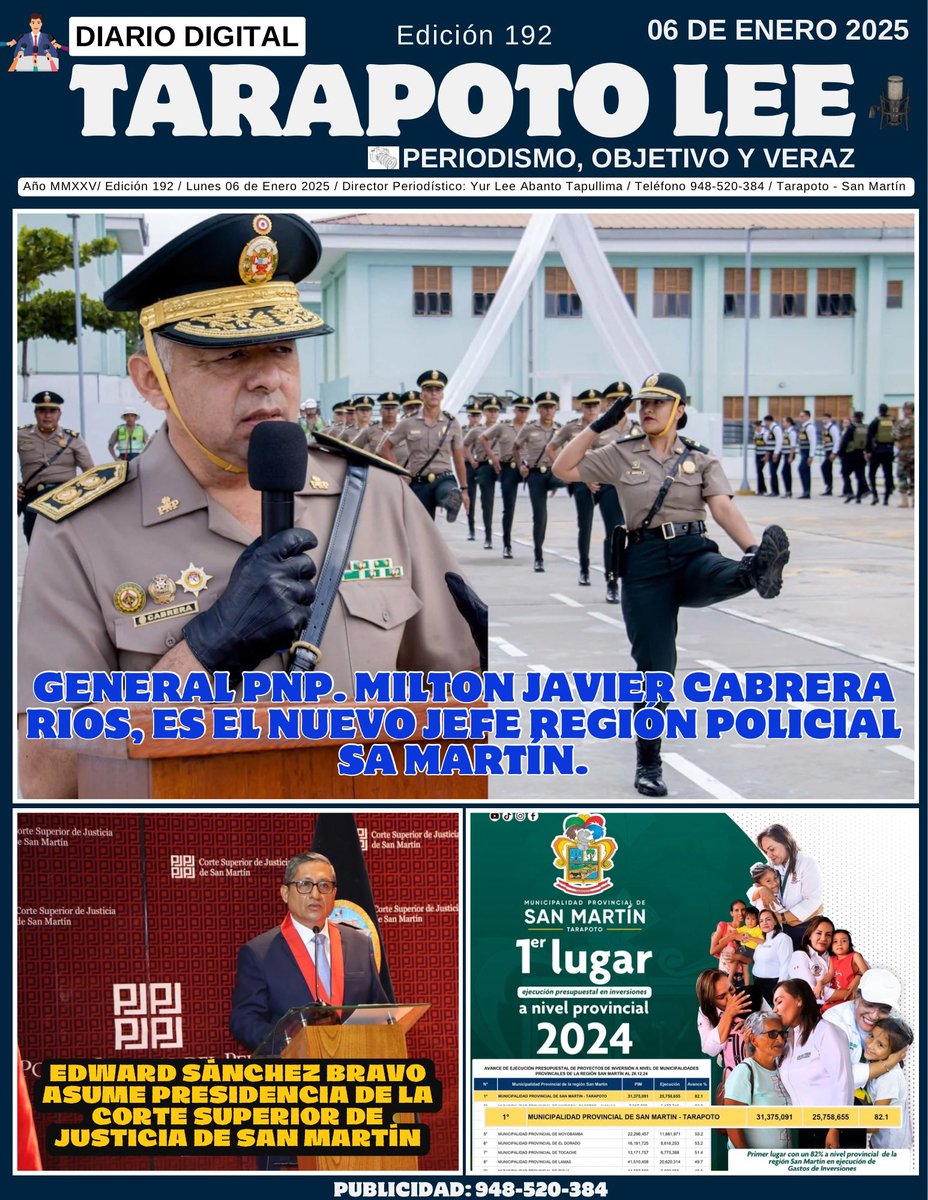 AbantoYur's tweet photo. Tarapoto Lee 06 de Enero 2025 https://t.co/0p6WPyJJTI