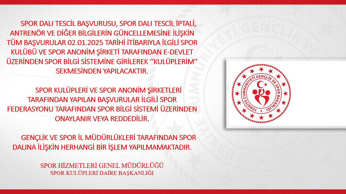 📣 Spor Kulüplerinin Dikkatine!