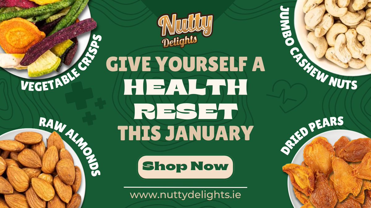 New Year, Fresh Start! 🌿 Reset your health goals with our wholesome snacks: 🌰 Raw Almonds &amp; Cashews, 🥗 Vegetable Crisps, 🍐 Dried Pears (No Added Sugar). Fuel your body with the best! 💪 #HealthReset #CleanEating #NewYearWellness #NuttyDelights