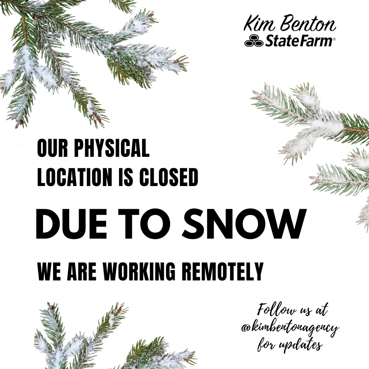 KimBentonAgency's tweet photo. 🌨️❄️ Notice: Our office will be closed on Monday, Jan 6th due to the snowstorm &amp; unsafe road conditions. Our team is working remotely, but please be patient as we navigate kids at home &amp; limited internet! Stay safe &amp; warm! 💙 https://t.co/k9jEZWbjSP
