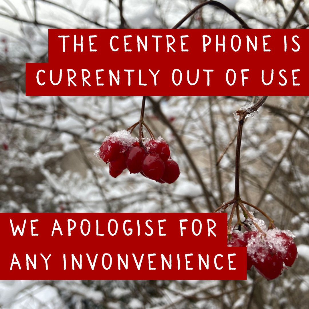 Maggie's Yorkshire (@maggiesyorks) on Twitter photo The centre phone is currently out of use. To get in touch with the team, please email leeds@maggies.org, or join us in the centre. We apologise for any inconvenience.
Thank you for your understanding. 🧡 The centre phone is currently out of use. To get in touch with the team, please email leeds@maggies.org, or join us in the centre. We apologise for any inconvenience.
Thank you for your understanding. 🧡
