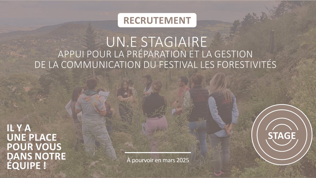#COFOR73 et <a href="/PoleBois7374/">Pôle Excellence Bois</a>  recrutent ! 🌳
Nous recherchons un.e stagiaire pour renforcer notre équipe. Votre mission : apporter un appui pour la préparation et la gestion de la communication du festival Les Forestivités ! 
Plus d'infos : communesforestieres-aura.org/article_726_48…