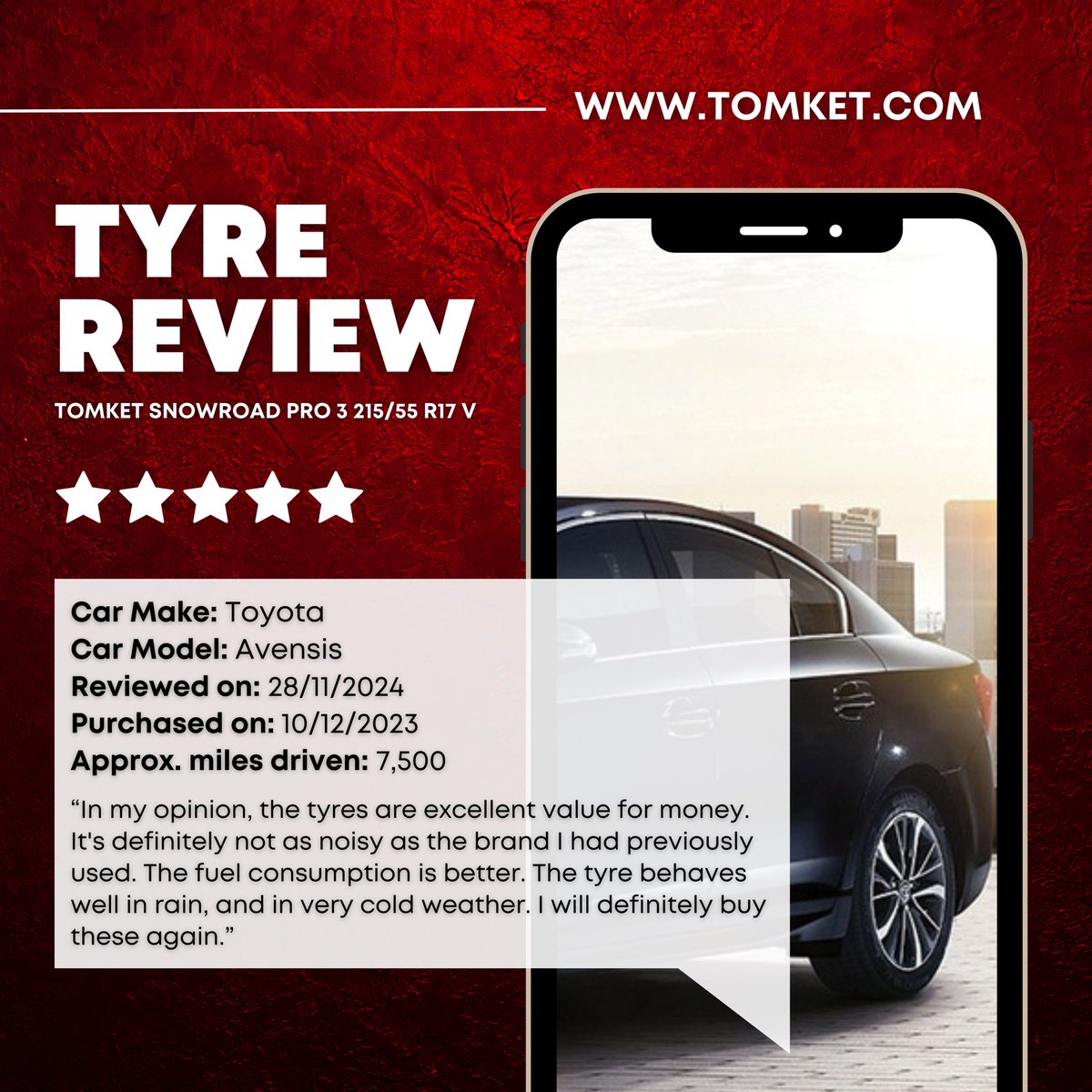 ⭐️⭐️⭐️⭐️⭐️

An amazing customer review for our Snowroad Pro 3 tyre!

The perfect tyre for the snowy and icy conditions we are currently experiencing 🥶

#wheels #tyres #alloywheels #automotive #tyresafety #tomket #newtyres #tyreshop